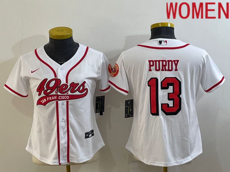 Women San Francisco 49ers 13 Purdy White Nike Co branded NFL Jerseys1